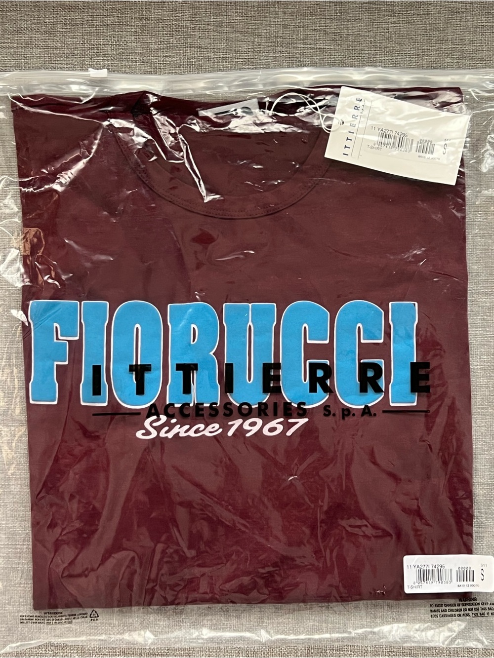 Fiorucci Burgundy Red Graphic Long Sleeve Tee Shirt